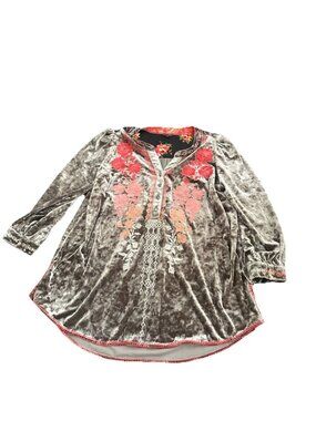John Mark Embroidered Velvet Tunic Womens Medium